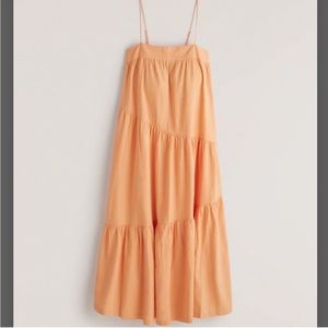 Abercrombie & Fitch Asymmetric Orange Maxi Dress